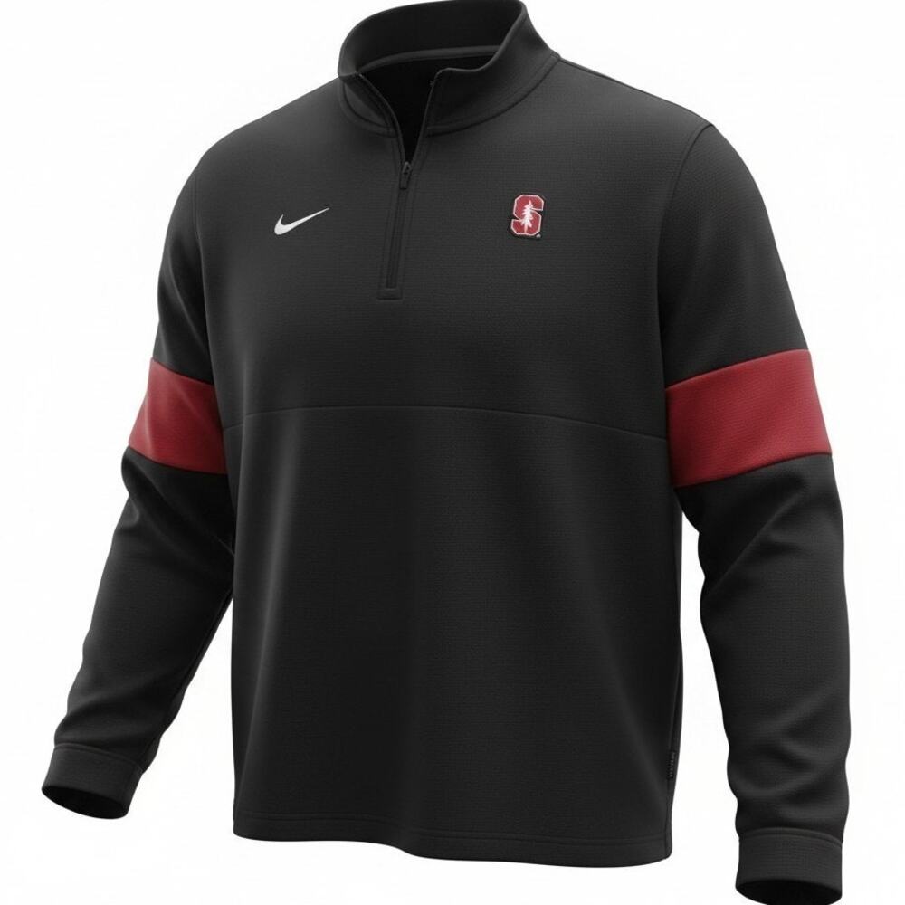 Nike Men's XXL Stanford Cardinal Black Dri-Fit Sideline Half-Zip Pulllover